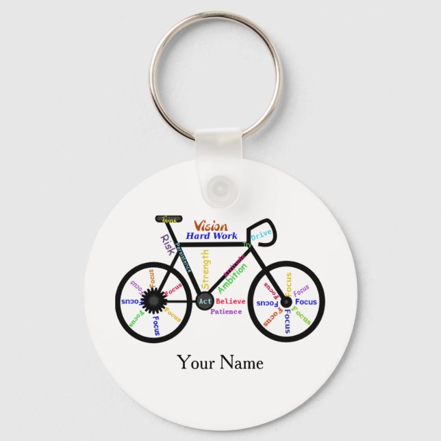 Chaveiro Bike Motivation, Cycle, Biking Sport Custom Name (Frente)