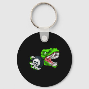 Chaveiro Bilhar divertido T-rex Arte Bilhar Jogando Sinuca 