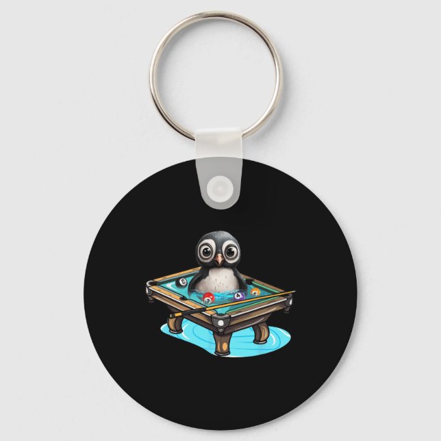 Chaveiro Billiards Penguin Hustler Piscina Snooker Jogando  (Frente)