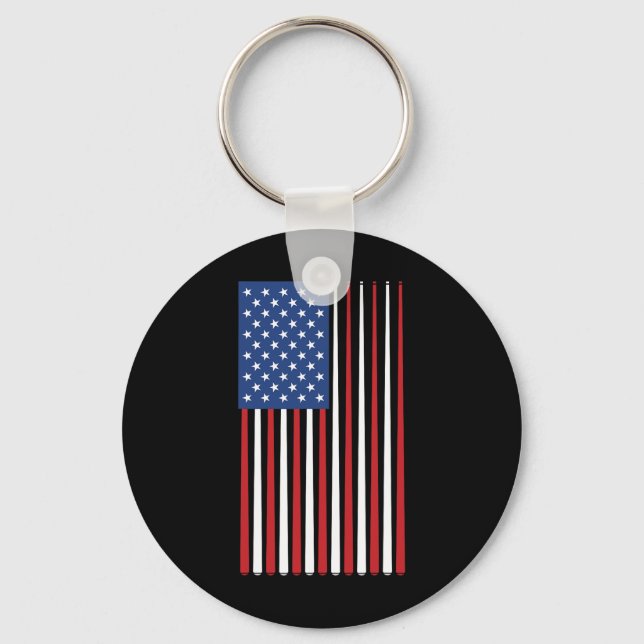 Chaveiro Billiards Player Usa American Flag Stick Cue (Frente)
