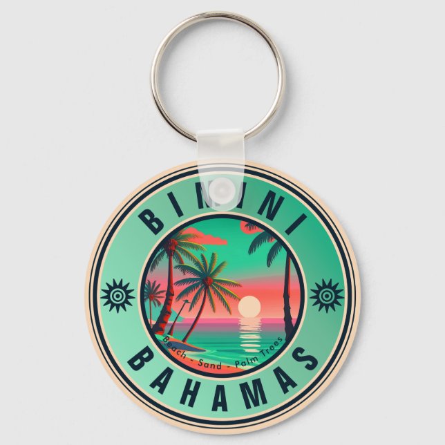 Chaveiro Bimini Bahamas Retro Sunset Viagem Souvenir 1950 (Frente)