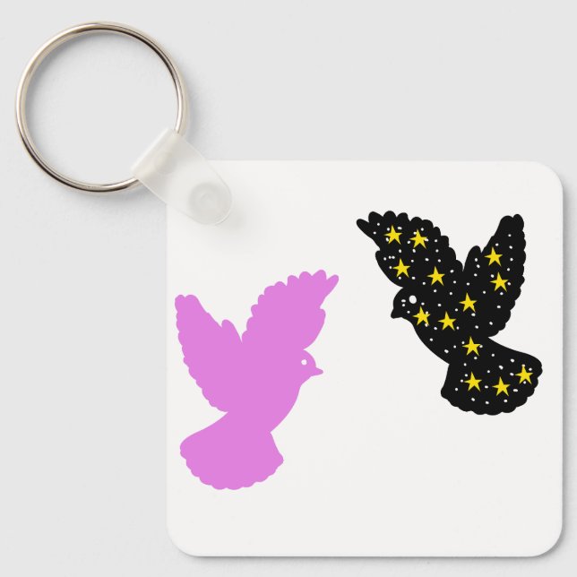 Chaveiro Birds Keychain – Paired Sky Creatures Silhouette (Frente)