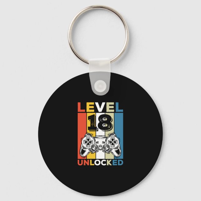Chaveiro Birthday 18th Level Unlocked 18 Gaming Vintage (Frente)