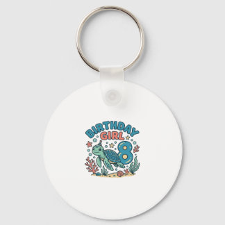 Chaveiro Birthday Girl Sea Turtle 8th Birthday Shirt Design