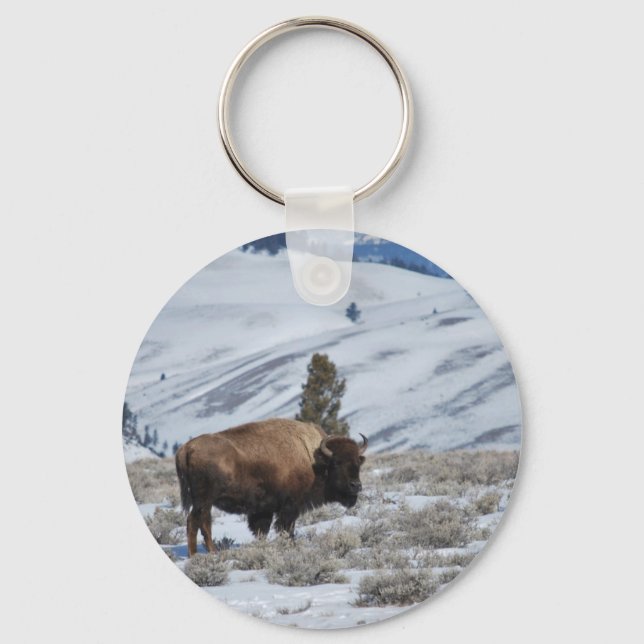 Chaveiro Bison nas montanhas do inverno de Yellowstone (Frente)