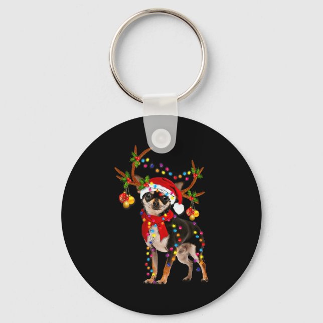 Chaveiro Black And Tan Chihuahua Gorgeous Reindeer Christma (Frente)