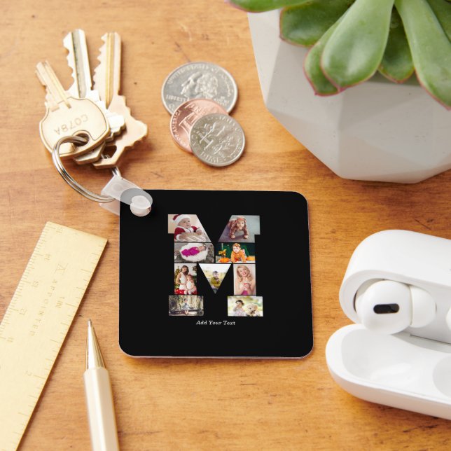 Chaveiro Black and White Letter M Photo Collage (Mesa)
