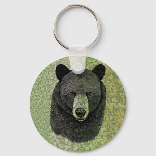 Chaveiro Black Bear Face original Animal art drawing