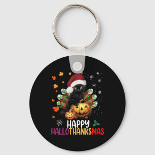 Chaveiro Black Cat Halloween Happy Hallothanksmas Feliz Chr