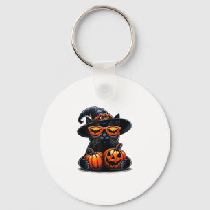 Chaveiro Black Cat Halloween Segurando Pumpkin Cat Gover