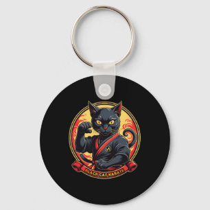 Chaveiro Black Cat Karate Para Mulheres Homens Crianças