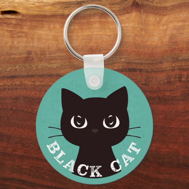 Chaveiro BLACK CAT | Minimalist Modern Pop Black Cat (Frente)