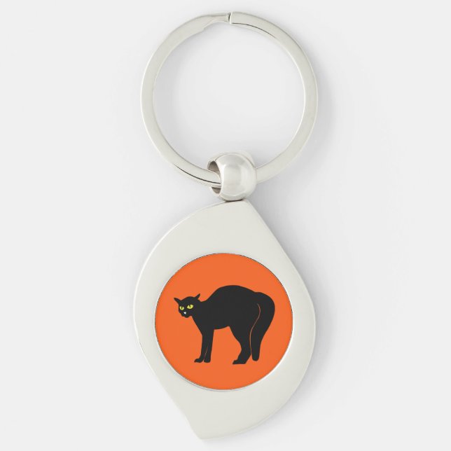 Chaveiro Black Cat on Vibrant Orange (Frente)