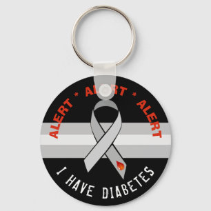 Chaveiro Black Diabetes Alert Key Chain Awareness Ribbon