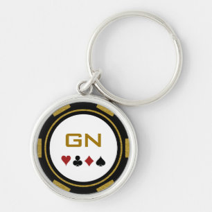 Chaveiro Black Dourado Poker Chip Las Vegas Casino