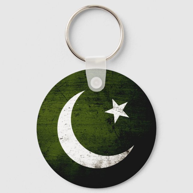 Chaveiro Black Grunge Pakistan Flag (Frente)