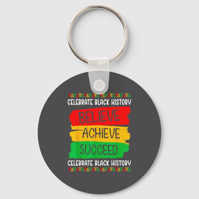 Chaveiro Black History Month Believe Achieve Succeed Melani (Frente)