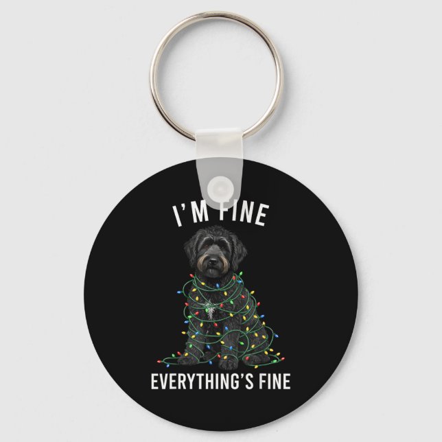 Chaveiro Black Labradoodle Natal Estou Bem Tudo Está (Frente)