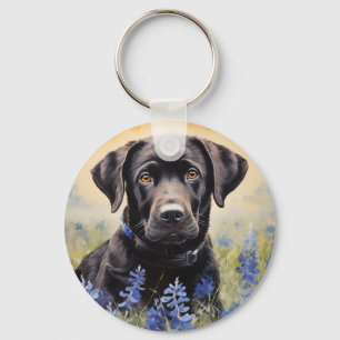 Chaveiro Black Labrador em Bluebonnets