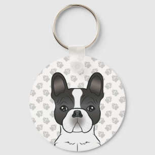 Chaveiro Black Piebald French Bulldog / Frenchie Dog & Paws