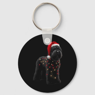 Chaveiro Black Russian Terrier Santa Hat Luzes de Natal D
