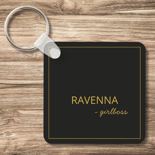 Chaveiro Black Subtle Gold Frame Luxury Girlboss Name (Criador carregado)