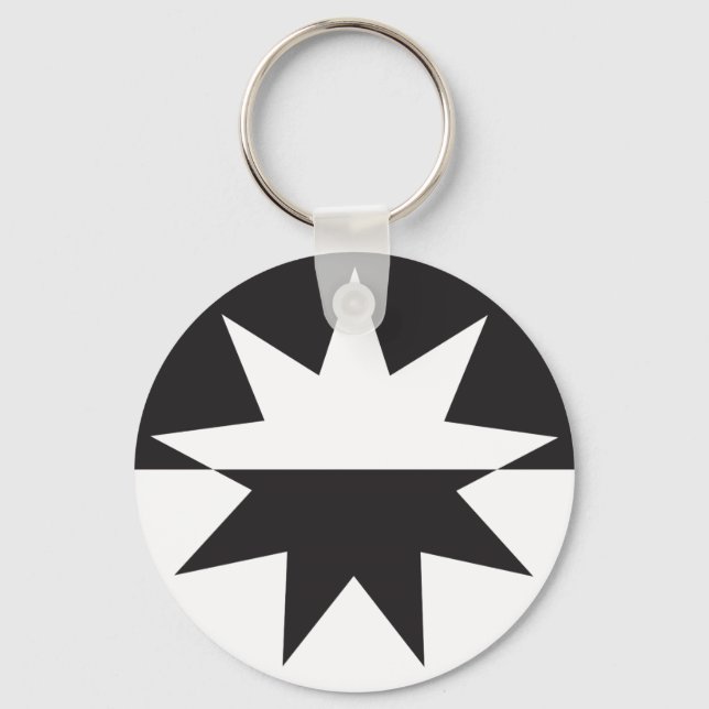 Chaveiro Black White Deco Star Sunburst (Frente)