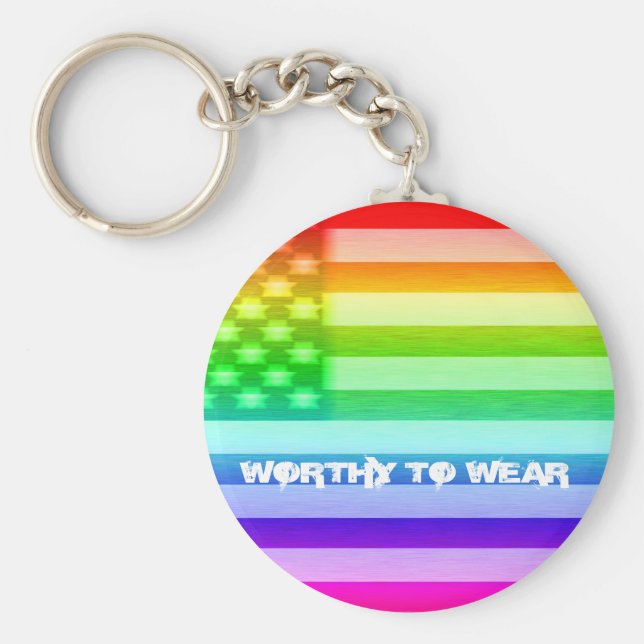 Chaveiro Blindagem Arco-Íris com Sinalizador dos EUA - Dign (Frente)