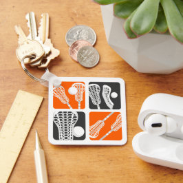 Chaveiro Blocos de Lacrosse Laranja de Sticks e Balls