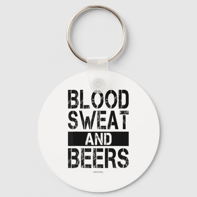 Chaveiro Blood Sweat And Beers - Fitness Gym Motivational S (Frente)