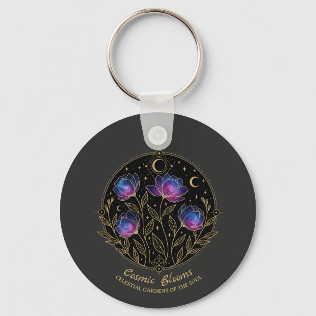 Chaveiro Blooms Cósmicos – flores de Mandala Floral Celesti (Frente)