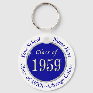 Chaveiro Blue and White Class of 1959 Customizable Keychain
