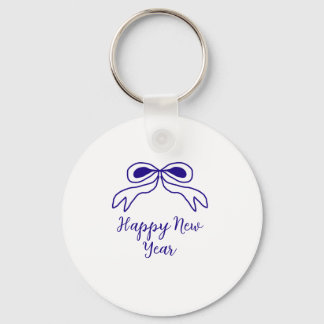 Chaveiro Blue bow happy new year name date simple minimal