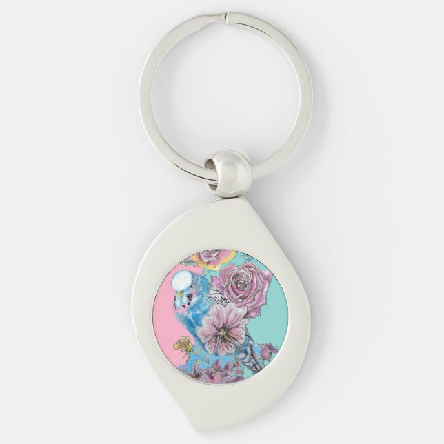 Chaveiro Blue Budget Rosa Fllower Key Ring (Frente)