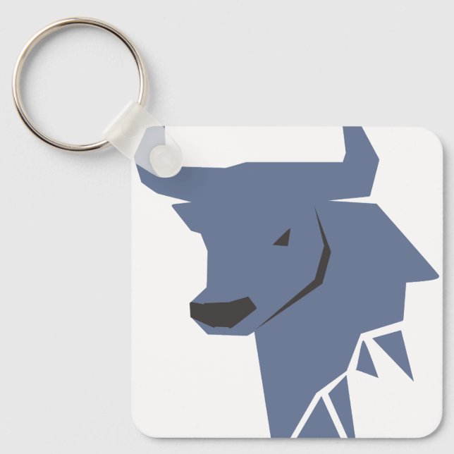 Chaveiro Blue Bull Zodiac – Cool Taurus Silhouette Keychain (Frente)