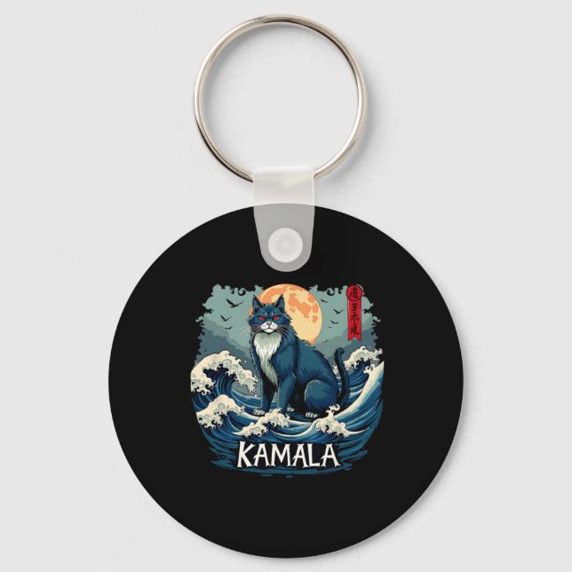 Chaveiro Blue Cats Wave For Kamala Engraçado (Frente)