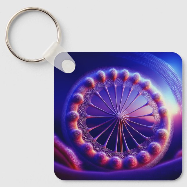 Chaveiro Blue Dandelion Fractal (Frente)
