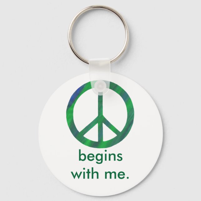 Chaveiro Blue Green Peace Sign, Começa Comigo Cadeias-Chave (Frente)
