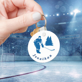 Chaveiro Blue Ice Hockey Player Nome personalizado Winter S