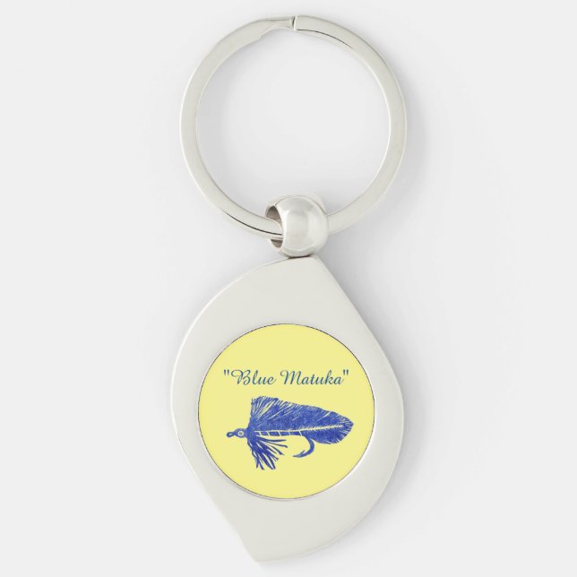 Chaveiro Blue Matuka stream, mosca amarrada, arte de pesca  (Frente)