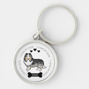 Chaveiro Blue Merle Shetland Sheepdog Cartoon Dog & Name