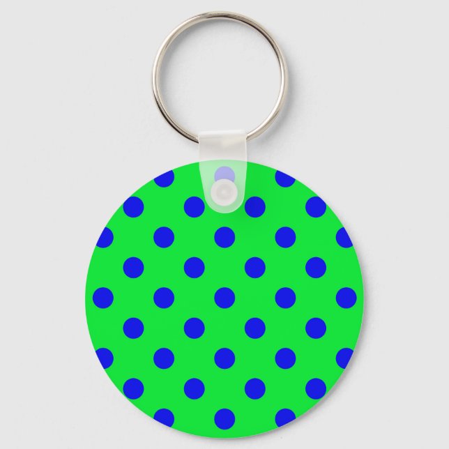 Chaveiro Blue On Green Polka Dots Pattern Design  (Frente)