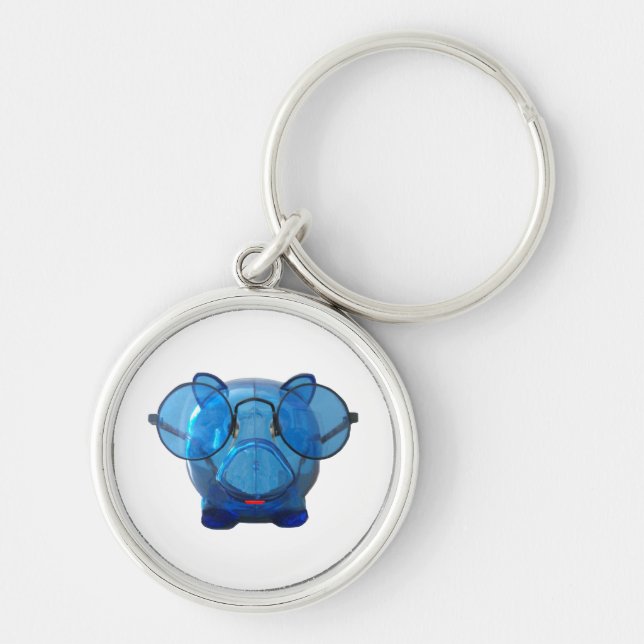 Chaveiro Blue Piggy Bank com óculos (Frente)