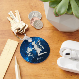 Chaveiro Blue Sparkle Luzes Prateadas Fada