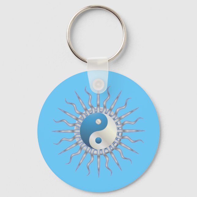 Chaveiro Blue Starburst Yin Yang (Frente)