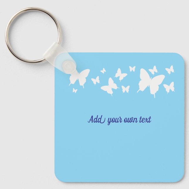 Chaveiro Blue & White Butterfly Keyring Wedding favour  (Frente)