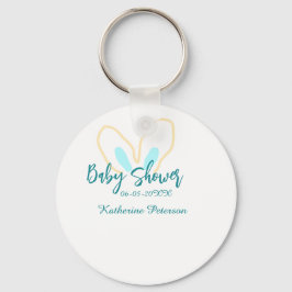 Chaveiro Blue yellow baby shower name date animal ear cute