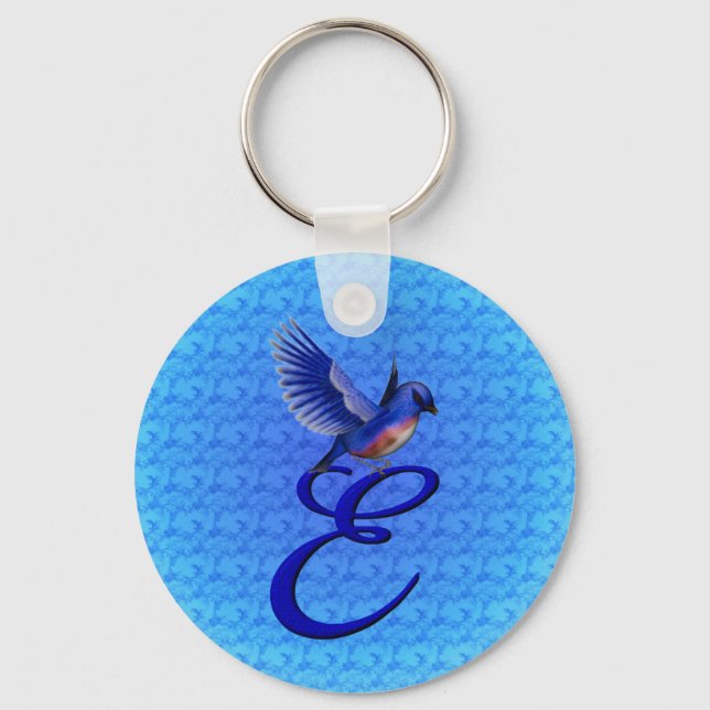 Chaveiro Bluebird Elegante Monograma Inicial E (Frente)