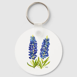 Chaveiro Bluebonnets Texas State Flowers Lupine Watercolor