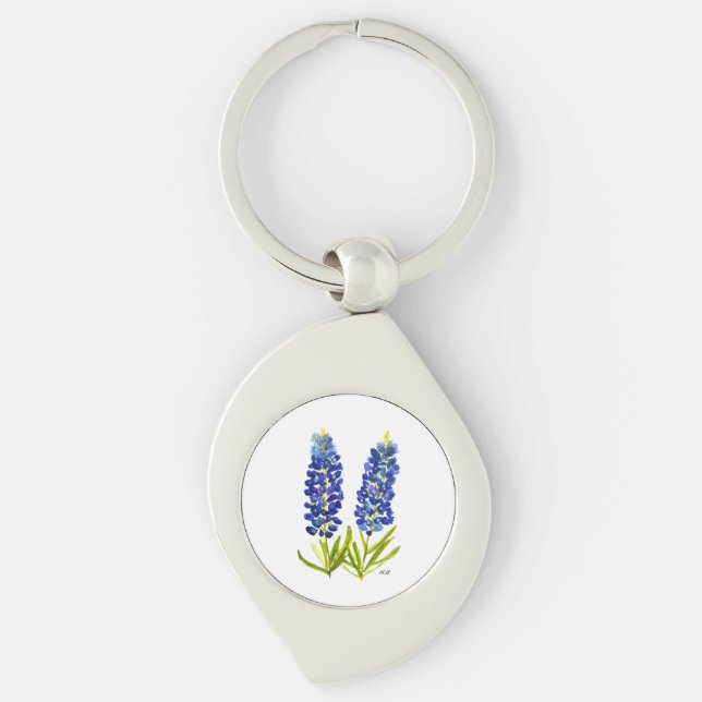 Chaveiro Bluebonnets Texas State Flowers Lupine Watercolor (Frente)